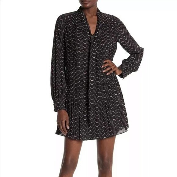 Kate Spade Black Mini Dress with Gold Accents - Picture 3 of 10